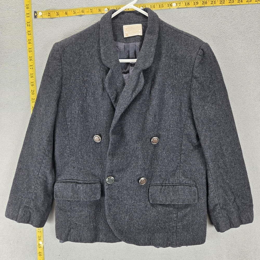 Vintage Pendleton Jacket Womens 12 Gray Wool Blazer Double Breasted Made In USA
